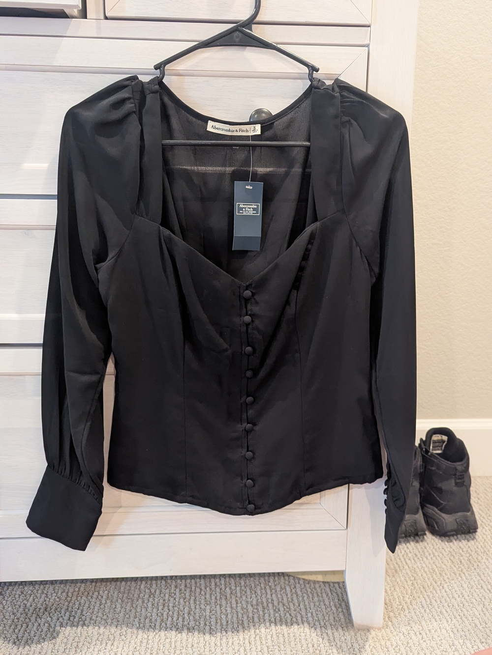 Abercrombie & Fitch Black Button Front Blouse